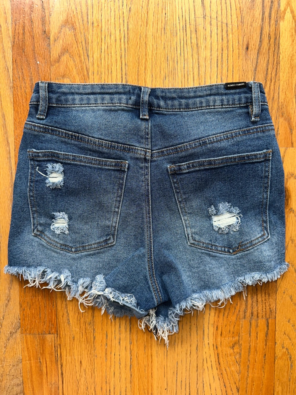Almost Famous Women's Distressed Denim Shorts - Blue - Picture 7 of 8